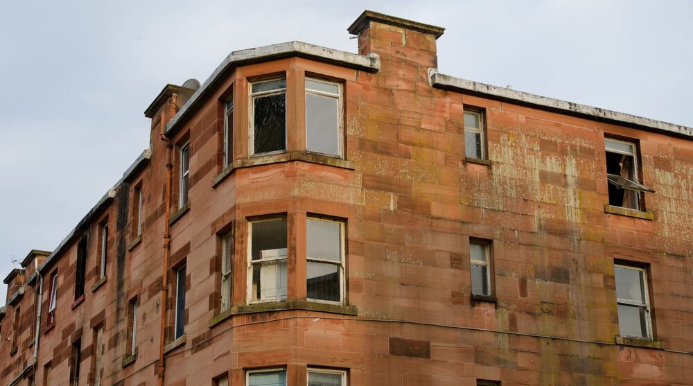 Council flats in poor housing estate 
