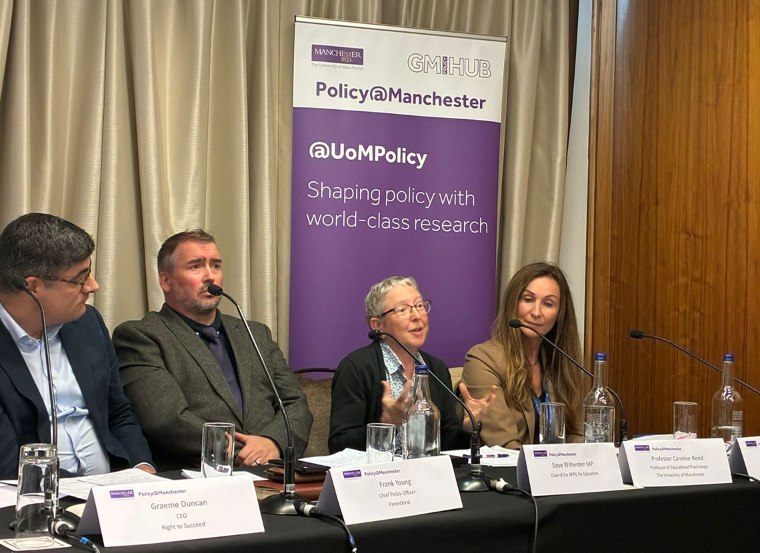 Professor Caroline Bond speaking at the panel at Labour Party Conference