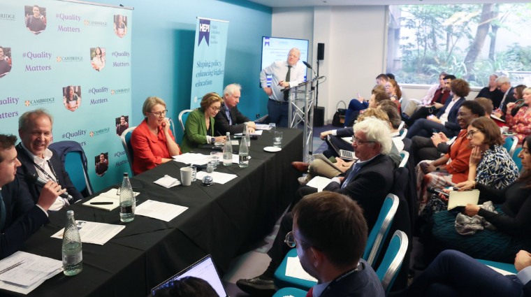 Picture of entire panel at Labour Party Conference, credit to The University of Cambridge and The Higher Education Policy Institute for the image.