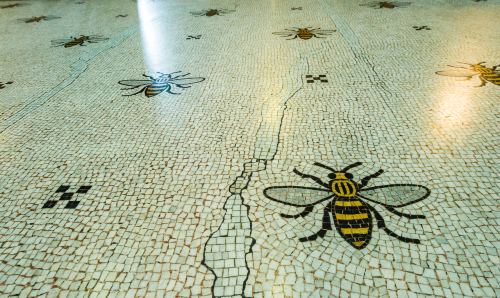 Bee tiles in Manchester Town Hall