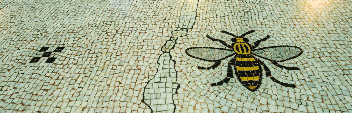 Bee tiles in Manchester Town Hall